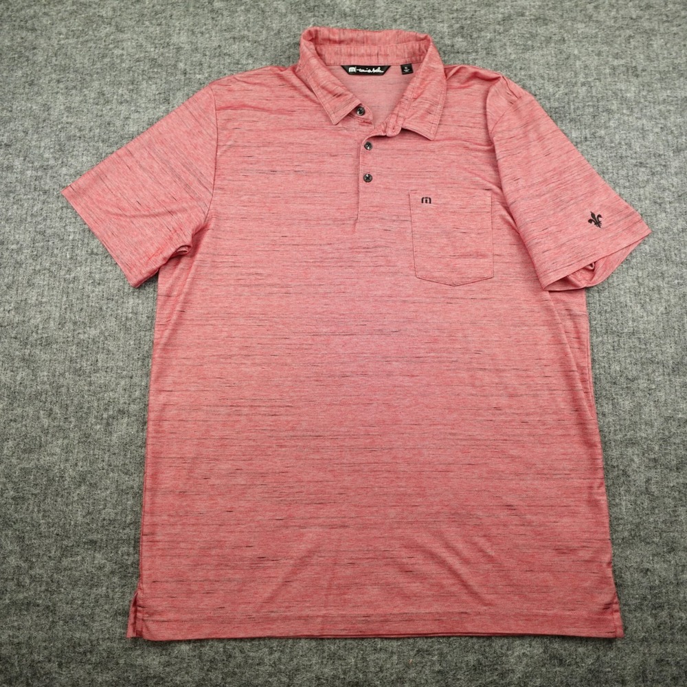 Travis Mathew Polo Shirt Mens Extra Large Red Heathered‎ Collared Pima Cotton